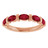 14K Gold Oval Lab-Grown Red Ruby Bar Channel-Set Anniversary Band - Rose Gold - view 3