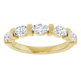 10K Gold Oval Natural Diamond Bar Channel-Set Anniversary Band – 1 1/3–1 7/8 CTW - Yellow Gold - view 3