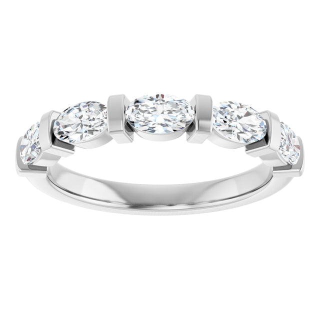10K Gold Oval Lab-Grown Diamond Bar Channel-Set Anniversary Band – 9/10–2 CTW - White Gold - view 3