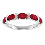 Platinum Oval Natural Red Ruby Bar Channel-Set Anniversary Band - view 3