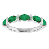 Platinum Oval Natural Green Emerald Bar Channel-Set Anniversary Band - view 3