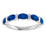 Platinum Oval Natural Blue Sapphire Bar Channel-Set Anniversary Band - view 3