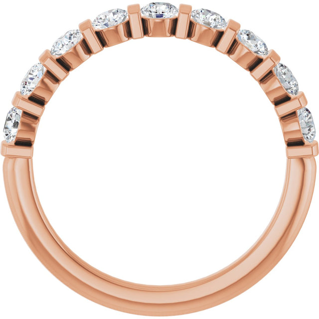 10K Gold Round Natural Diamond Bar Channel-Set Anniversary Band – 1/5–5/8 CTW - Rose Gold - view 2