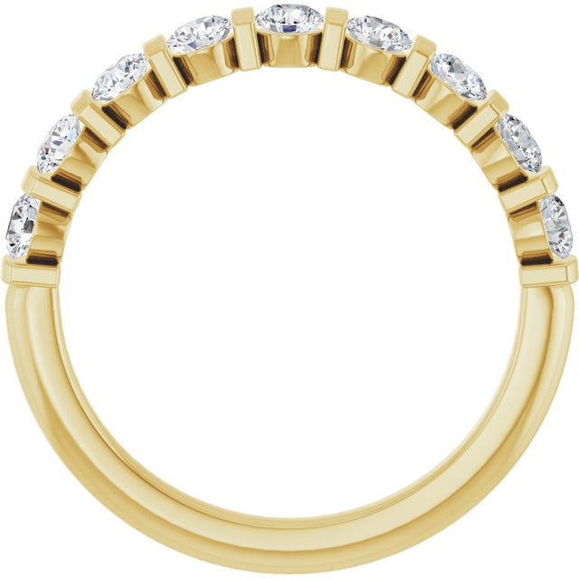 10K Gold Round Natural Diamond Bar Channel-Set Anniversary Band – 1/5–5/8 CTW - Yellow Gold - view 2