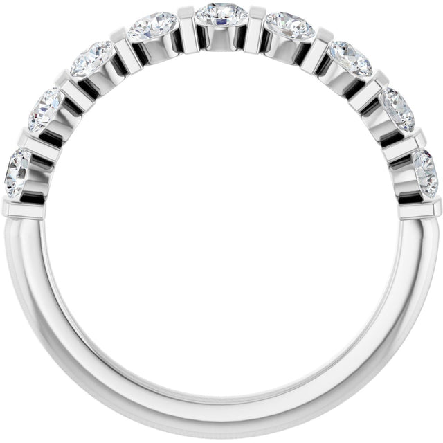 10K Gold Round Natural Diamond Bar Channel-Set Anniversary Band – 1/5–5/8 CTW - White Gold - view 2