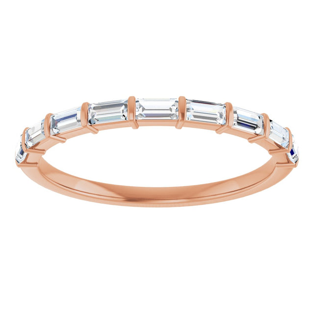 10K Gold Straight Baguette Natural Diamond Bar Channel-Set Anniversary Band – 1/5–5/8 CTW - Rose Gold - view 3