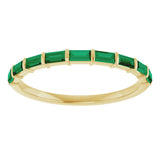 14K Gold Straight Baguette Lab-Grown Green Emerald Bar Channel-Set Anniversary Band - Yellow Gold - view 3