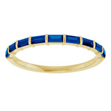 14K Gold Straight Baguette Natural Blue Sapphire Bar Channel-Set Anniversary Band - Yellow Gold - view 3