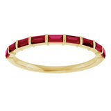14K Gold Straight Baguette Lab-Grown Red Ruby Bar Channel-Set Anniversary Band - Yellow Gold - view 3