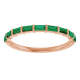 14K Gold Straight Baguette Lab-Grown Green Emerald Bar Channel-Set Anniversary Band - Rose Gold - view 3