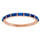 14K Gold Straight Baguette Natural Blue Sapphire Bar Channel-Set Anniversary Band - Rose Gold - view 3
