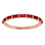 14K Gold Straight Baguette Natural Red Ruby Bar Channel-Set Anniversary Band - Rose Gold - view 3