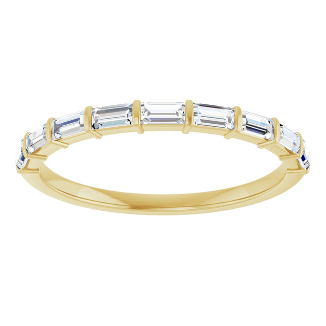 10K Gold Straight Baguette Lab-Grown Diamond Bar Channel-Set Anniversary Band – 1/5–1/2 CTW - Yellow Gold - view 3