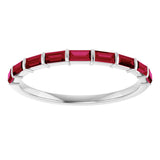 Platinum Straight Baguette Natural Red Ruby Bar Channel-Set Anniversary Band - view 3