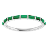 Platinum Straight Baguette Lab-Grown Green Emerald Bar Channel-Set Anniversary Band - view 3