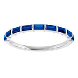 Platinum Straight Baguette Lab-Grown Blue Sapphire Bar Channel-Set Anniversary Band - view 3