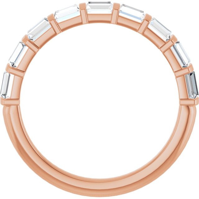 10K Gold Straight Baguette Lab-Grown Diamond Bar Channel-Set Anniversary Band – 3/4–9/10 CTW - Rose Gold - view 2