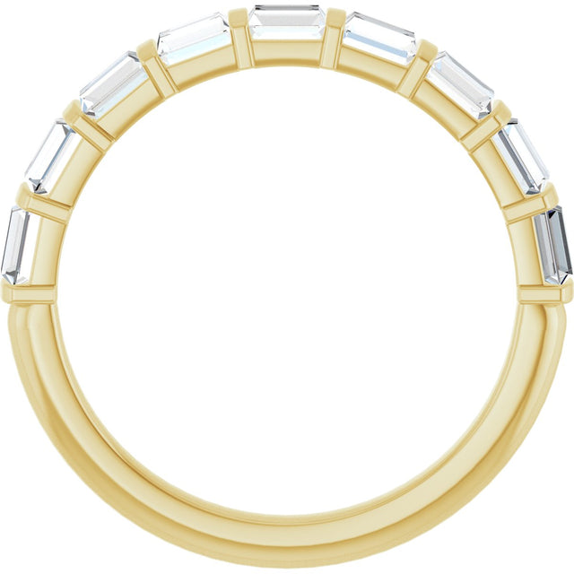 10K Gold Straight Baguette Lab-Grown Diamond Bar Channel-Set Anniversary Band – 3/4–9/10 CTW - Yellow Gold - view 2