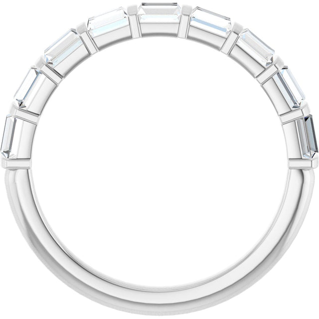 10K Gold Straight Baguette Lab-Grown Diamond Bar Channel-Set Anniversary Band – 3/4–9/10 CTW - White Gold - view 2