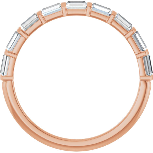 10K Gold Straight Baguette Lab-Grown Diamond Bar Channel-Set Anniversary Band – 3/4–9/10 CTW - Rose Gold - view 2