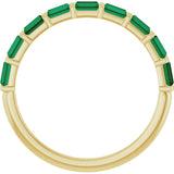 14K Gold Straight Baguette Lab-Grown Green Emerald Bar Channel-Set Anniversary Band - Yellow Gold - view 2