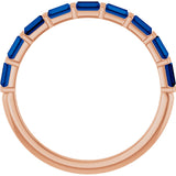 14K Gold Straight Baguette Natural Blue Sapphire Bar Channel-Set Anniversary Band - Rose Gold - view 2