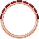 14K Gold Straight Baguette Natural Red Ruby Bar Channel-Set Anniversary Band - Rose Gold - view 2