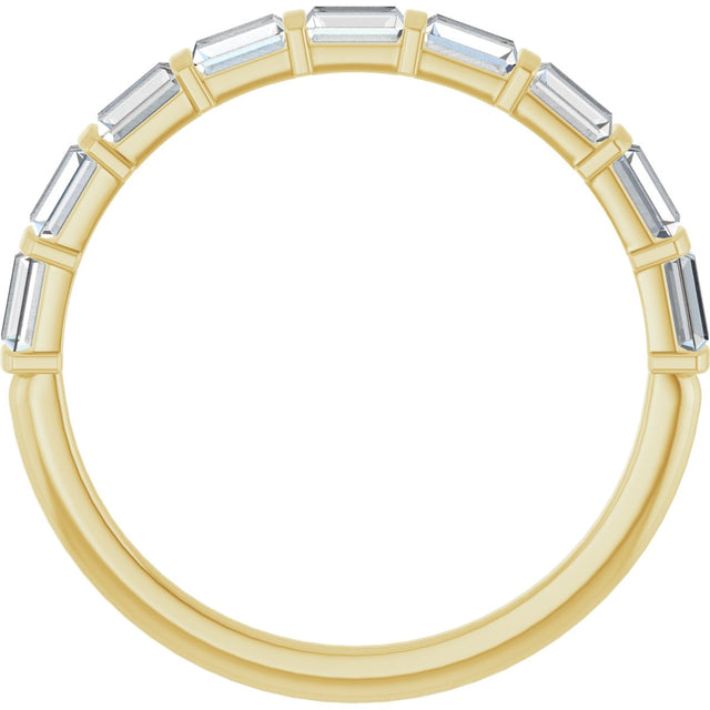 10K Gold Straight Baguette Lab-Grown Diamond Bar Channel-Set Anniversary Band – 3/4–9/10 CTW - Yellow Gold - view 2