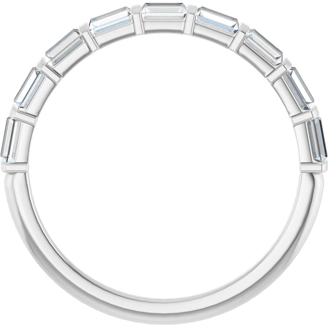10K Gold Straight Baguette Natural Diamond Bar Channel-Set Anniversary Band – 1/5–5/8 CTW - White Gold - view 2