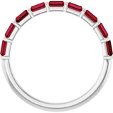 Platinum Straight Baguette Lab-Grown Red Ruby Bar Channel-Set Anniversary Band - view 2