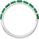 Platinum Straight Baguette Natural Green Emerald Bar Channel-Set Anniversary Band - view 2
