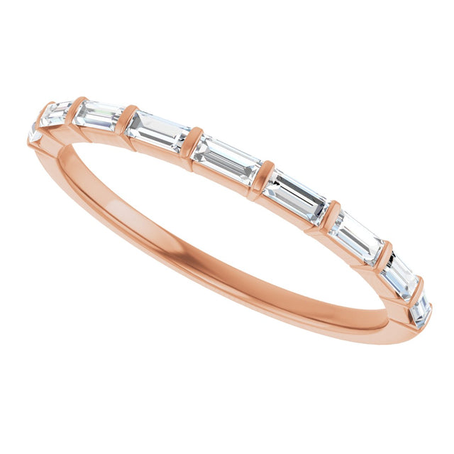 10K Gold Straight Baguette Natural Diamond Bar Channel-Set Anniversary Band – 1/5–5/8 CTW - Rose Gold - view 5
