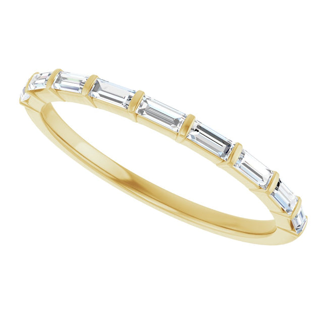 10K Gold Straight Baguette Lab-Grown Diamond Bar Channel-Set Anniversary Band – 1/5–1/2 CTW - Yellow Gold - view 5