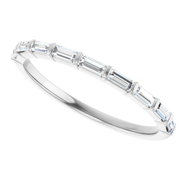 10K Gold Straight Baguette Lab-Grown Diamond Bar Channel-Set Anniversary Band – 1/5–1/2 CTW - White Gold - view 5