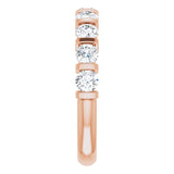 10K Gold Round Lab-Grown Diamond Bar Channel-Set Anniversary Band – 9/10–1 1/3 CTW - Rose Gold - view 4