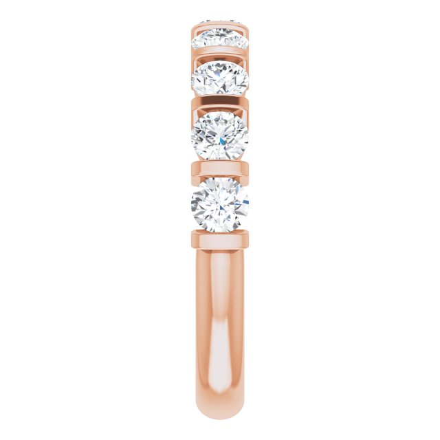 10K Gold Round Natural Diamond Bar Channel-Set Anniversary Band – 3/4–1 1/2 CTW - Rose Gold - view 4