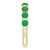 14K Gold Round Lab-Grown Green Emerald Bar Channel-Set Anniversary Band - Yellow Gold - view 4