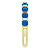 14K Gold Round Natural Blue Sapphire Bar Channel-Set Anniversary Band - Yellow Gold - view 4