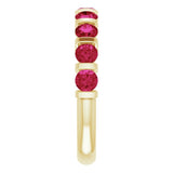 14K Gold Round Natural Red Ruby Bar Channel-Set Anniversary Band - Yellow Gold - view 4