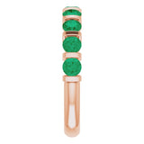 14K Gold Round Lab-Grown Green Emerald Bar Channel-Set Anniversary Band - Rose Gold - view 4