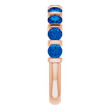 14K Gold Round Lab-Grown Blue Sapphire Bar Channel-Set Anniversary Band - Rose Gold - view 4