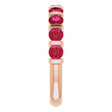 14K Gold Round Natural Red Ruby Bar Channel-Set Anniversary Band - Rose Gold - view 4