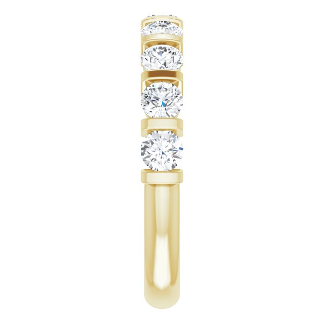 10K Gold Round Natural Diamond Bar Channel-Set Anniversary Band – 3/4–1 1/2 CTW - Yellow Gold - view 4