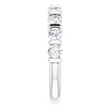 10K Gold Round Natural Diamond Bar Channel-Set Anniversary Band – 3/4–1 1/2 CTW - White Gold - view 4