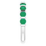 Platinum Round Natural Green Emerald Bar Channel-Set Anniversary Band - view 4