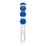 Platinum Round Lab-Grown Blue Sapphire Bar Channel-Set Anniversary Band - view 4