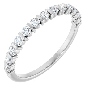 Platinum Round Natural Diamond Bar Channel-Set Anniversary Band – 2 mm Stones
