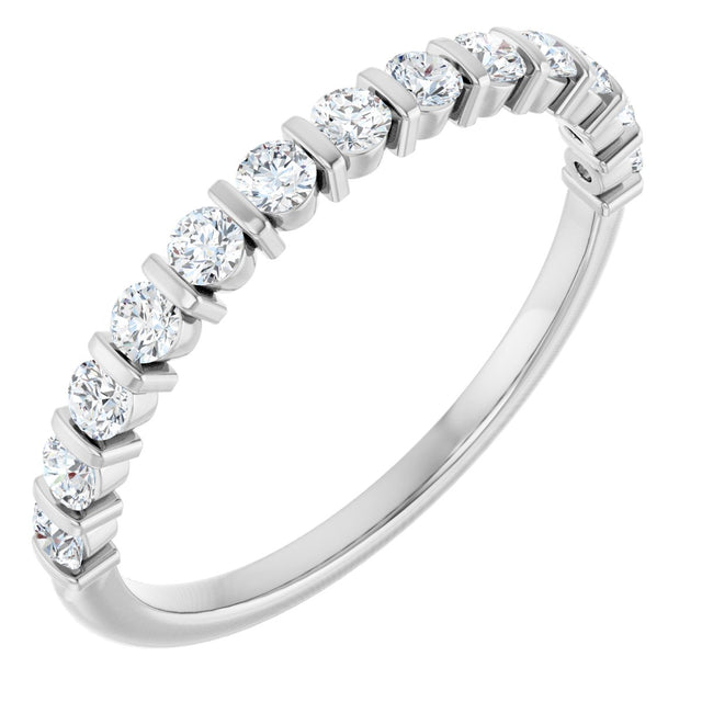 Platinum Round Natural Diamond Bar Channel-Set Anniversary Band – 2 mm Stones
