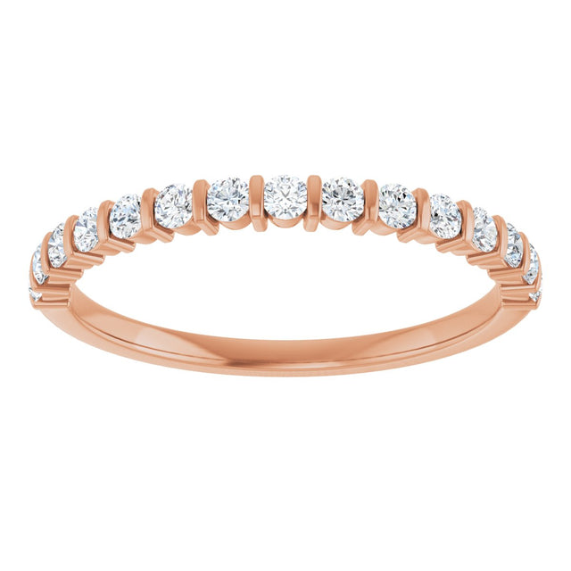 10K Gold Round Natural Diamond Bar Channel-Set Anniversary Band – 1/5–5/8 CTW - Rose Gold - view 3