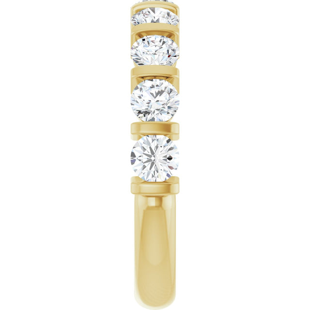 10K Gold Round Lab-Grown Diamond Bar Channel-Set Anniversary Band – 9/10–1 1/3 CTW - Yellow Gold - view 4